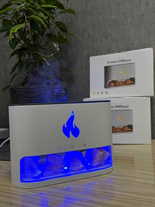 Увлажнитель воздуха с эффектом пламени и с гималайской солью 3в1 RGB