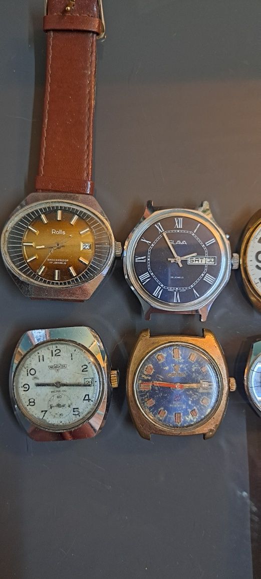 9 Relógios de corda e automático vintage para restauro peças lote.