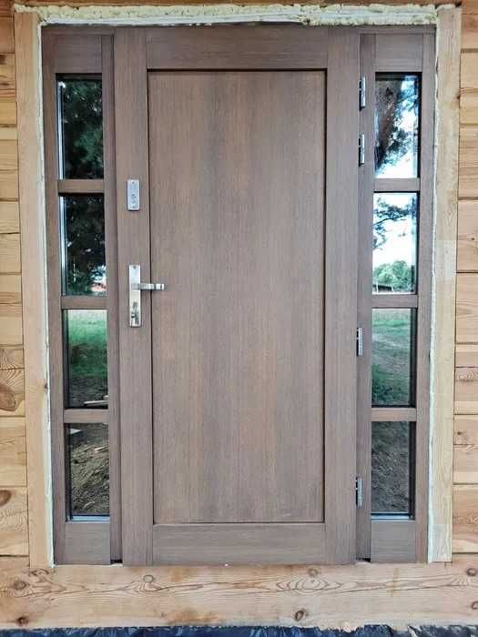 ++ Drzwi Wejściowe Zewnętrzne Drewniane CZYSTE POWIETRZE + GRATIS ++