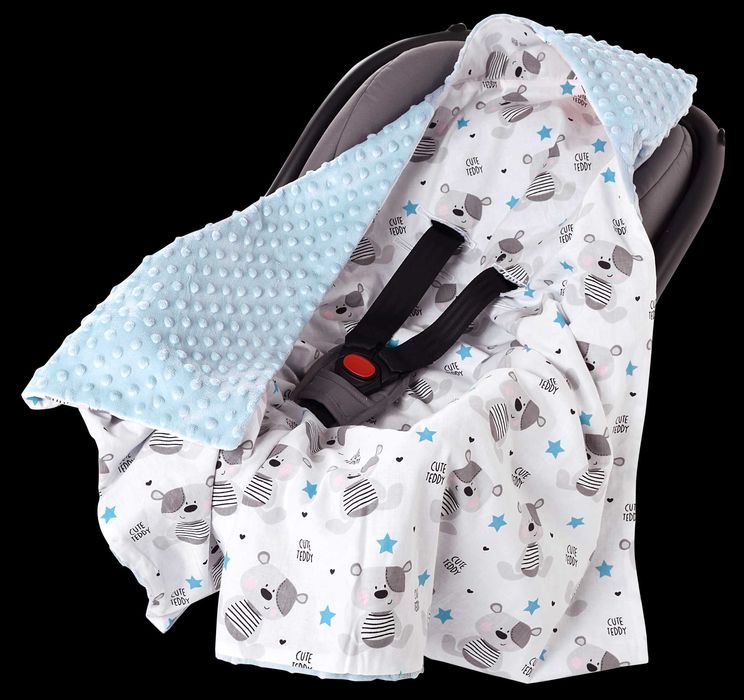 Kocyk otulacz z kapturkiem do fotelika i nosidełka