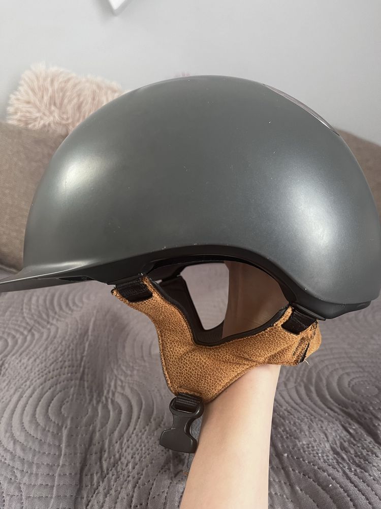 Kask jeździecki fouganza 520 szaro-brązowy S/54
