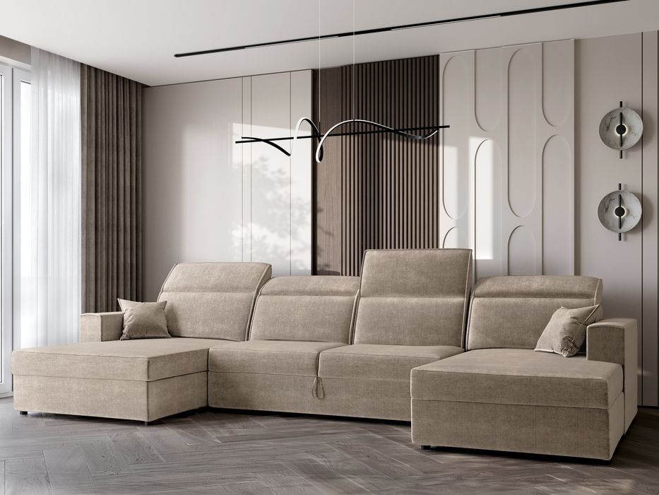 Narożnik U prosto od producenta rozkładany regulowane zagłówki