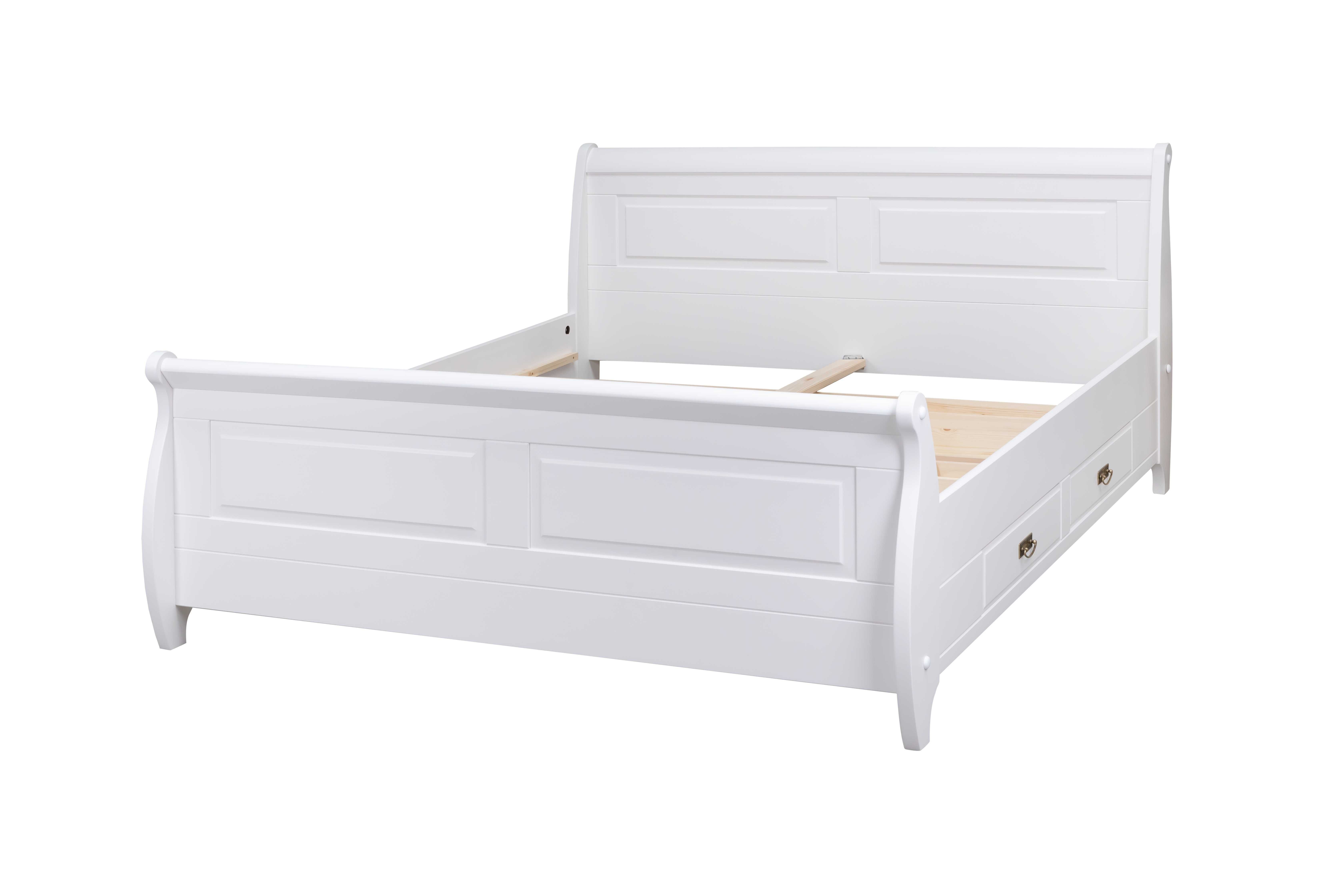 Łóżko ROLAND z naturalnego drewna 160x200 – biały lub miodowy wybór