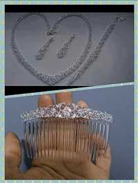 Biżuteria srebrna do ślubu kryształki zestaw biżuterii ślubnej