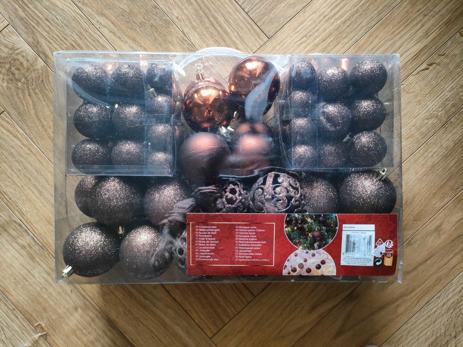Bombki choinkowe, brązowe  100 szt