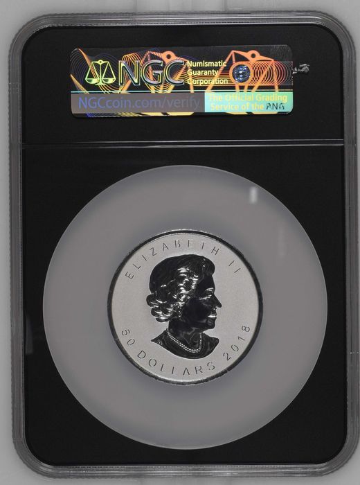 30-я годовщина Кленового Листа 2018г (РеверсПруф, 3 унции). NGC PF70