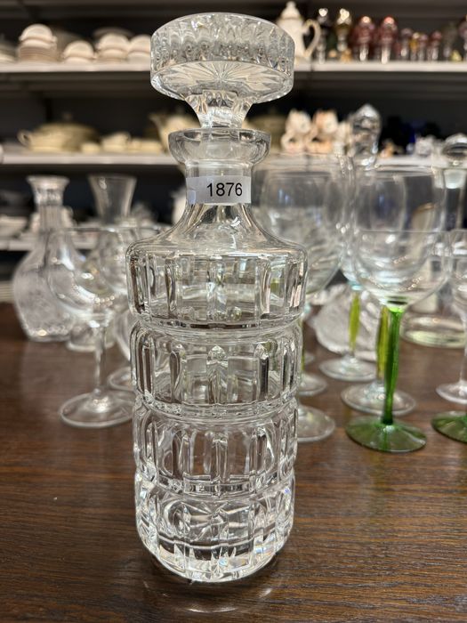 Karafka szklana fajny design z kryształowym korkiem butelka 1876