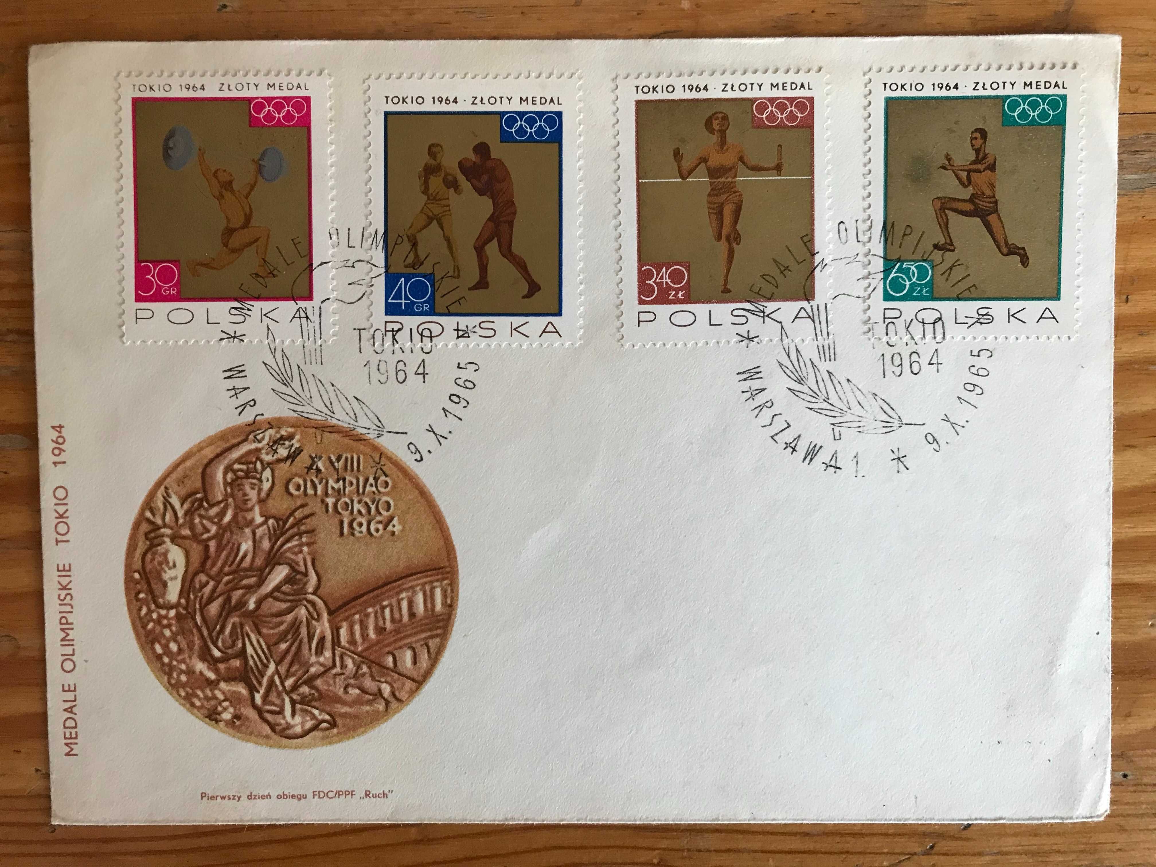 Medale olimpijskie Tokio 1964 - koperty FDC - 1965r.