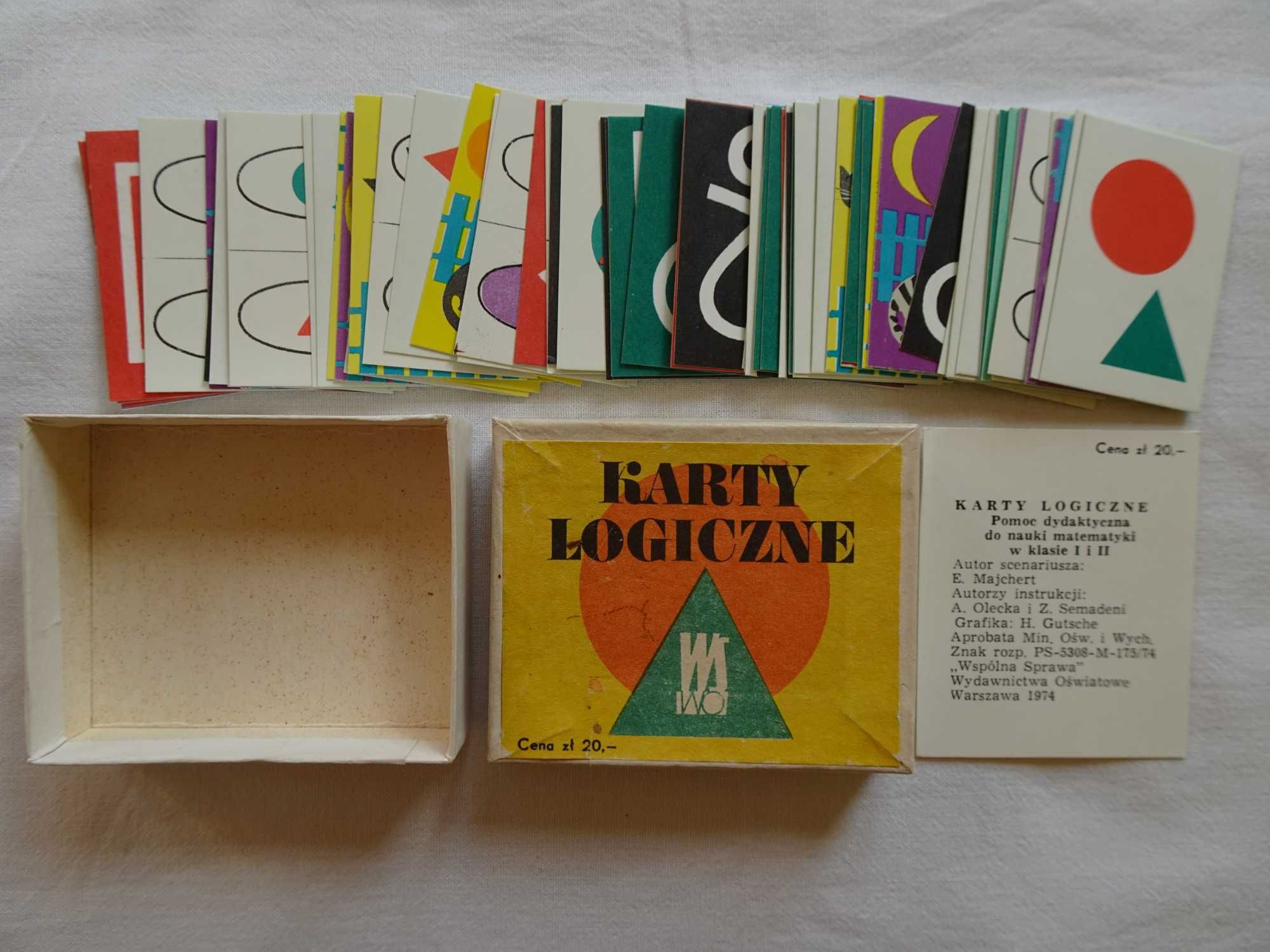 Karty logiczne Pomoc dydaktyczna PRL Koty Figury 1974 Vintage