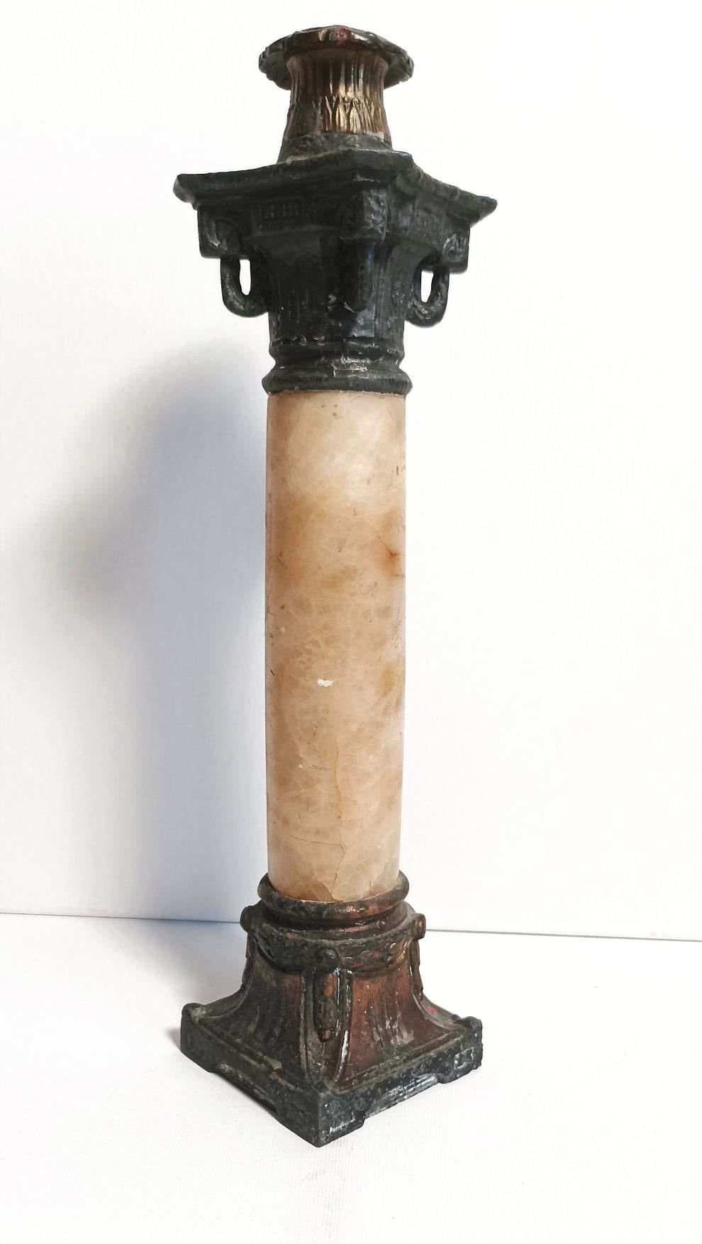 Unikatowa marmurowa kolumna świecznik vintage