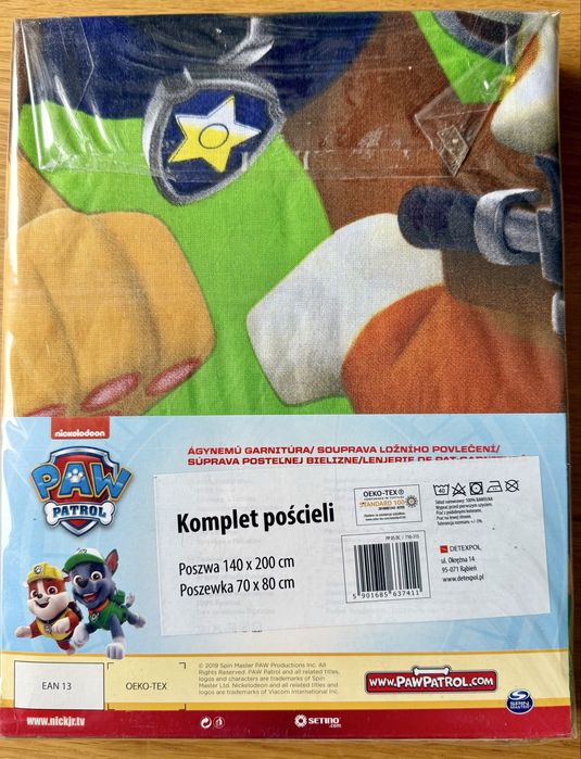 2 x Pościel Psi Patrol Kołdra 200 x 140cm  + Poduszka 80 x 70 cm NOWA