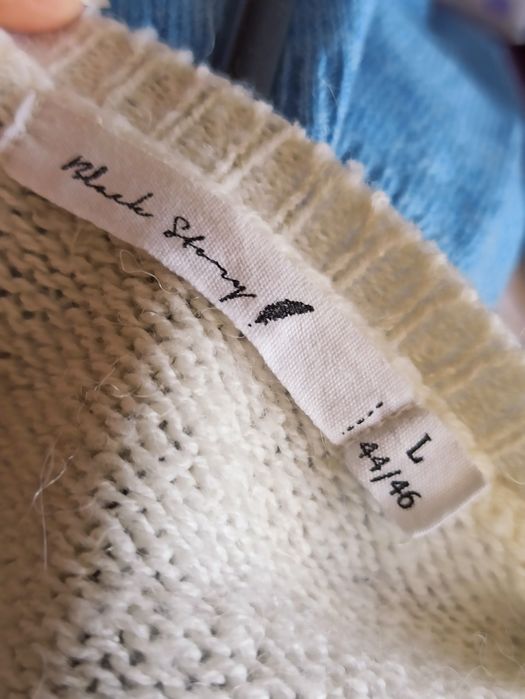 Sg Ciepły kremowy kardigan 44 , 46 XXL śmietankowy ciepły sweter narzu