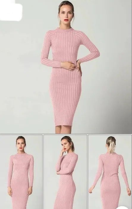 Сукня  міді  рожева