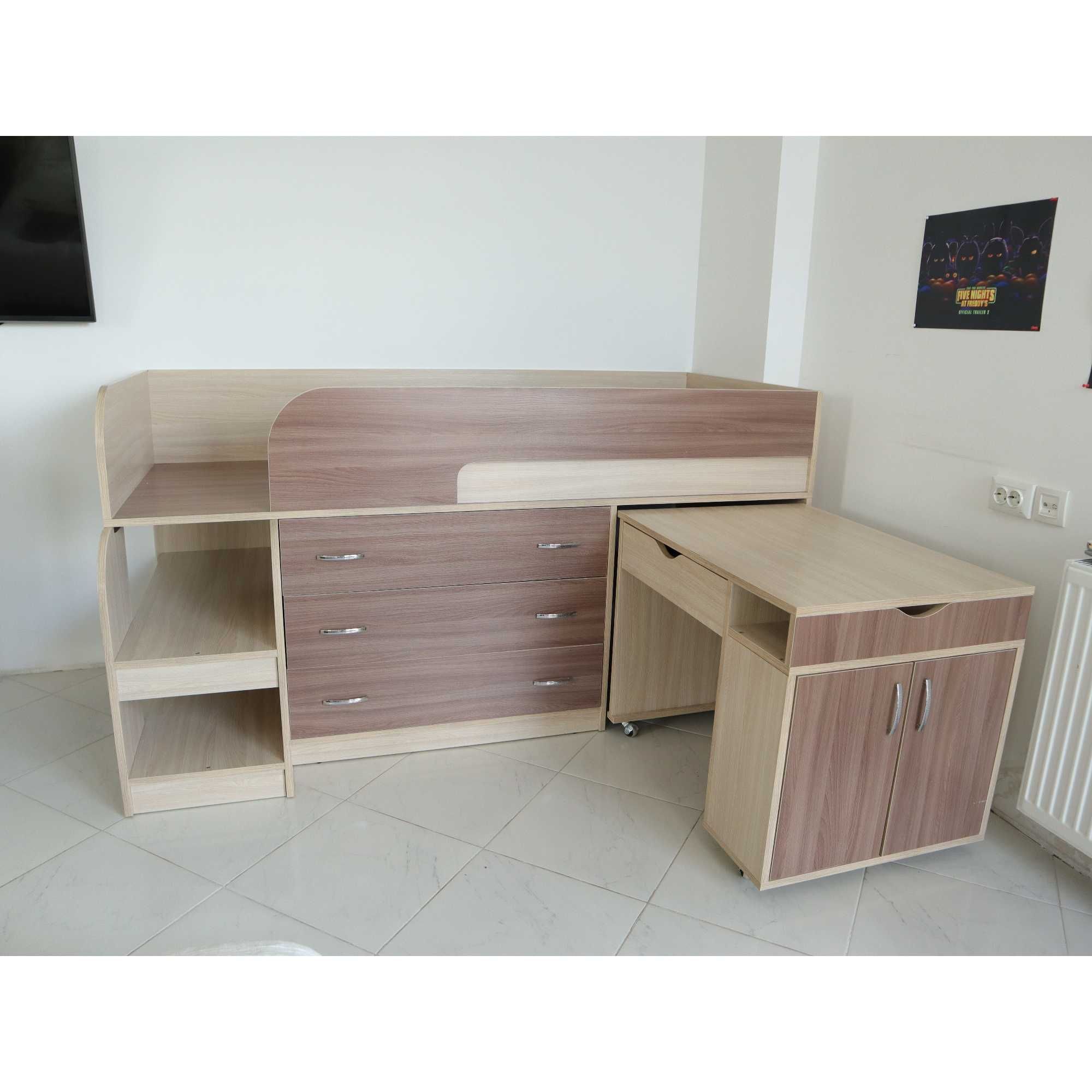 Кровать детская двухуровневая - 3 в 1 - стол и комод ( Ліжко Дитяче )