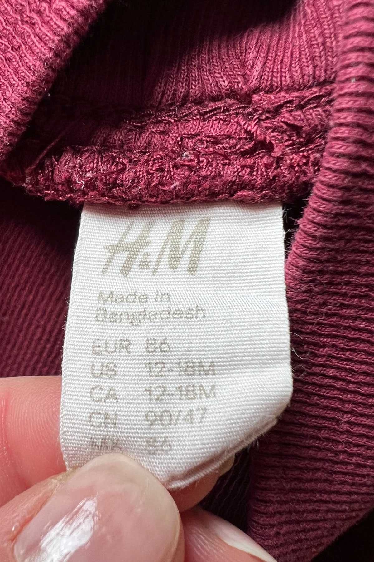 H&M bordowe spodnie sztruksowe w kratkę rozm. 86 cm