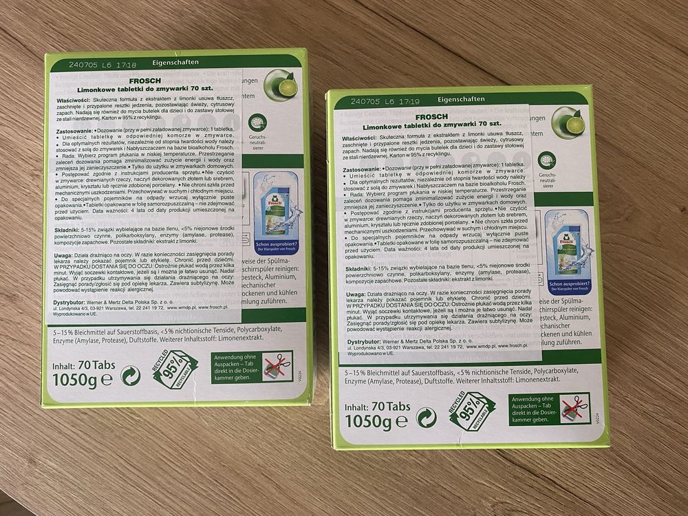Frosch tabletki do zmywarki 2 opakowania - 140 sztuk limonka