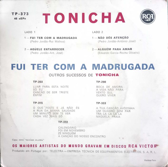 Tonicha	- - - - -	Fui Ter Com a Madrugada	- - - - -	EP