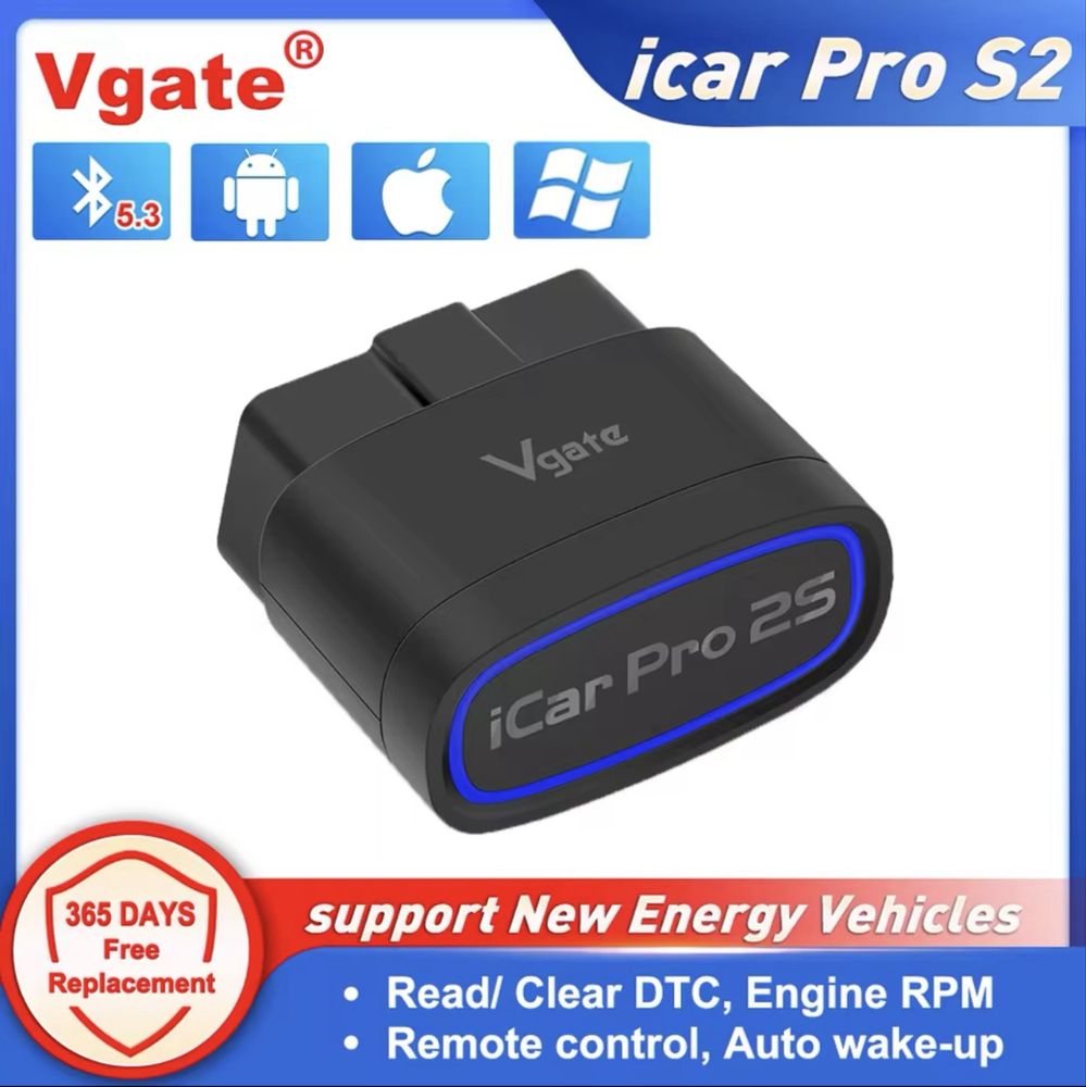 Адаптер Vgate iCar Pro 2S BT5.3 ELM327 сканер діагностика VAG BMW