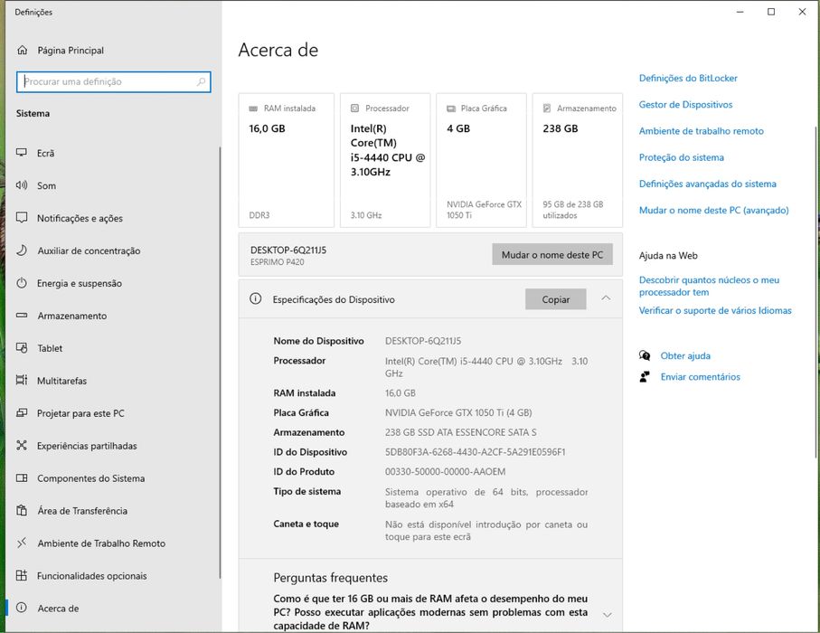 Torre gaming i5 1050ti 16ram