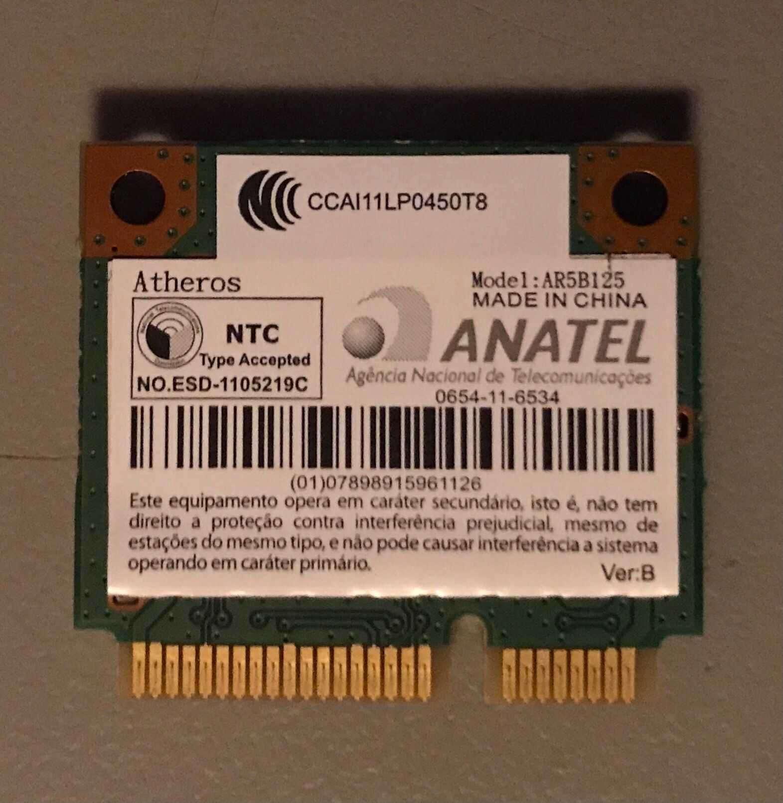 ATHEROS AR5B125 - Placa de Rede para portátil