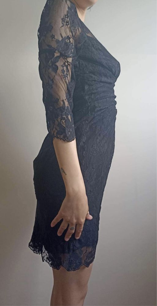 Sukienka koronkowa Warehouse goth trad goth koktajlowa na pogrzeb