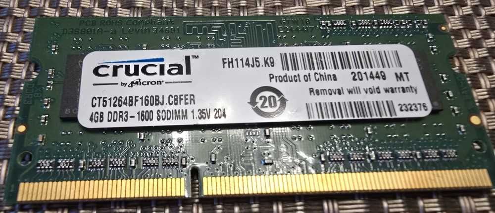 Pamięć RAM 2 x 4GB DDR3 HF PC3L Ramaxel i Crucial  - Lenovo