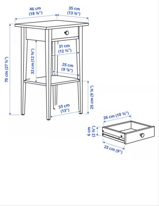 Ikea Hemnes stolik nocny biała bejca