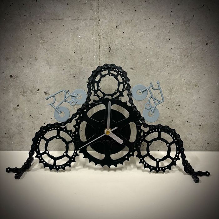 Zegar z zębatek, części rowerowych - unikat rękodzieło recycling loft