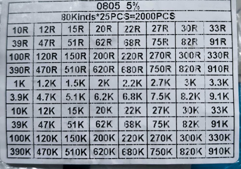 Resistências SMD 0805 5% vários valores ohms componente eletrônico ohm