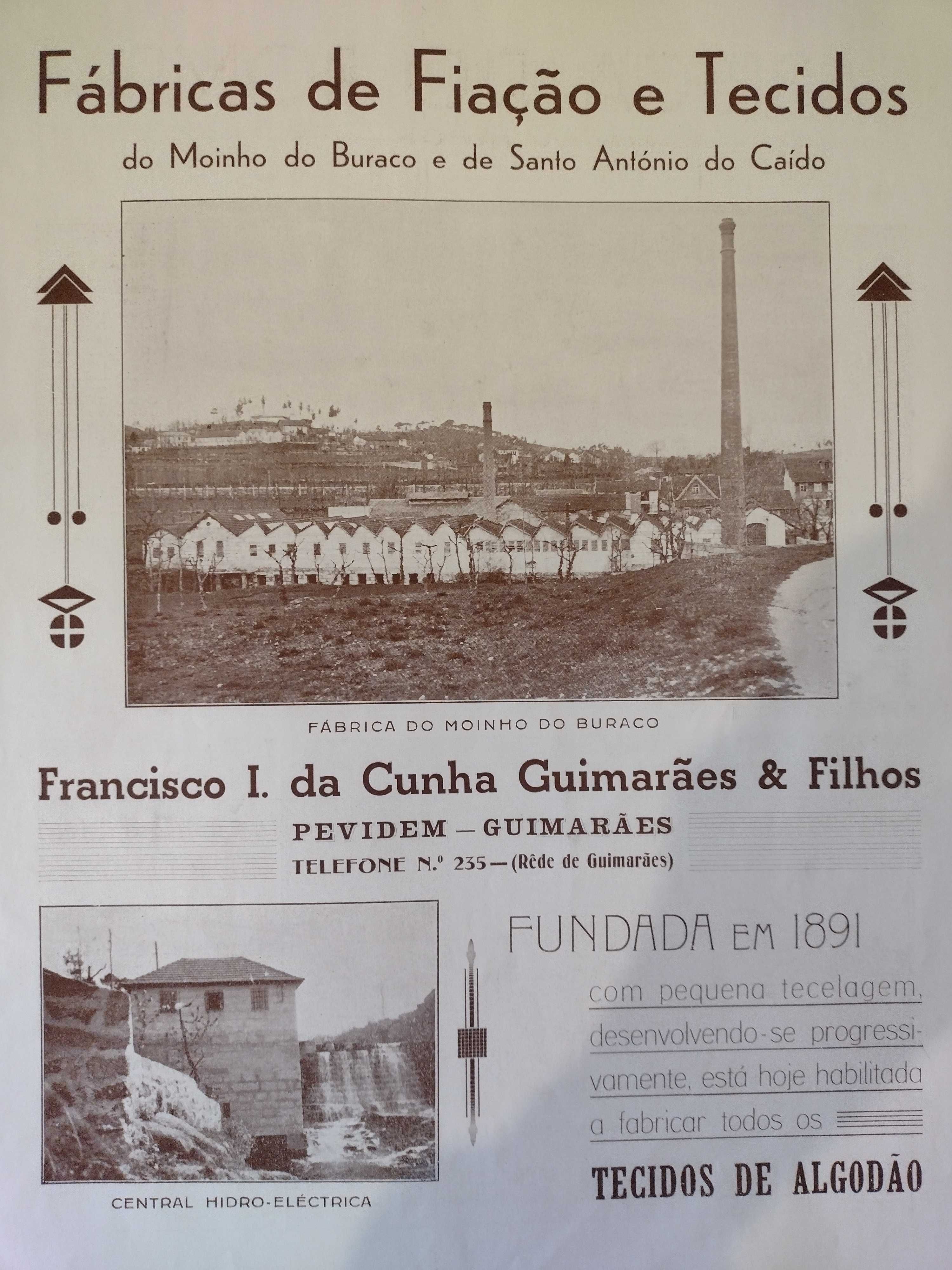 Fábricas Fiação e Tecidos "Guimarães" Quadro com Publicidade da Época