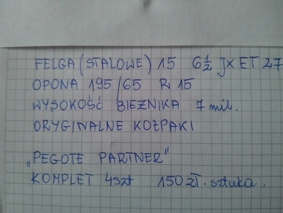 Felgi stalowe opony zimowe 195/65/15