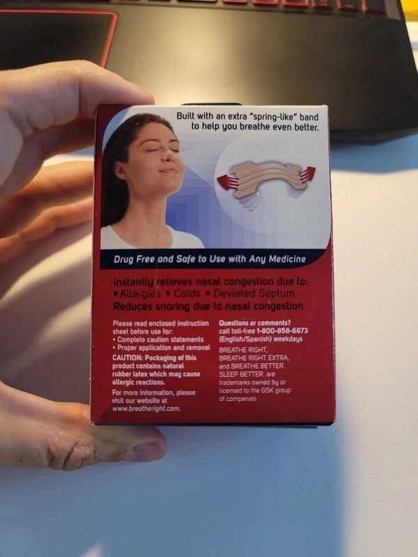 Breathe Right, Nasal Strips, zwiększona moc, brązowa, 44 pasków.