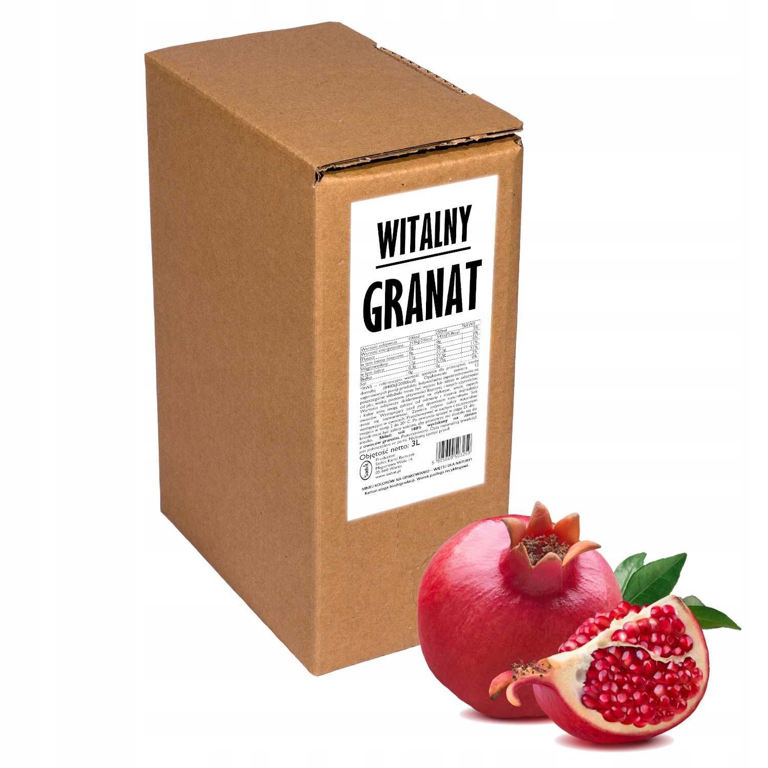 sok z granatu granat 100% naturalny tłoczony 3L