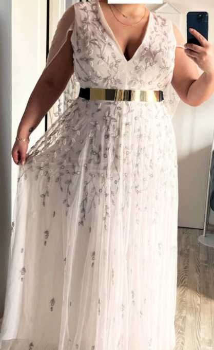 Asos cudna sukienka z siateczki   z wyszywanymi koralikami  44/46 nowa