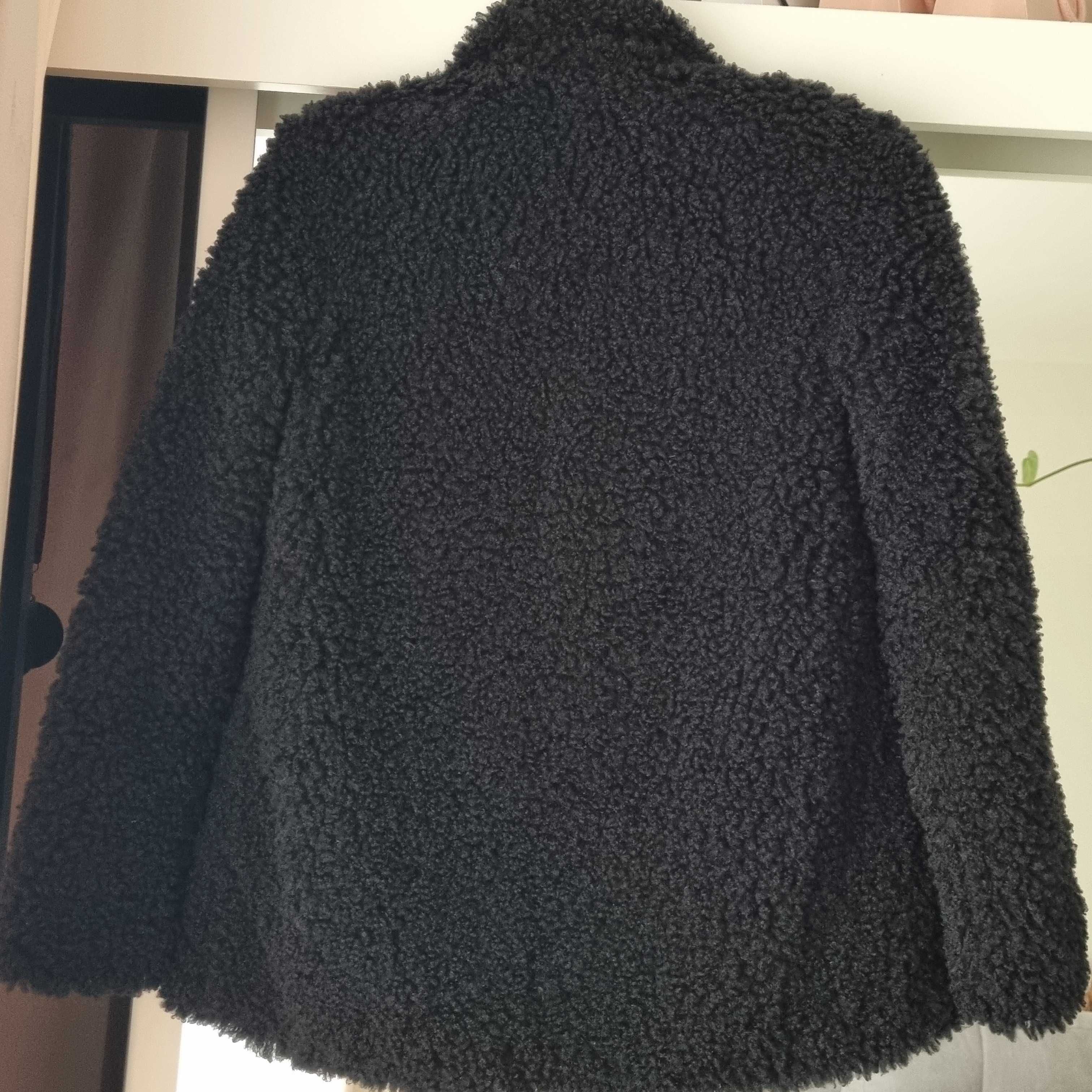 Dziecięcy czarny płaszcz kurtka miś futerko Abercrombie Kids 9-10lat
