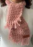 Cachecol em tricô - rosa bebé com brilho - Handmade