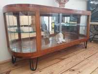 Witrynka lata 50 retro komoda prl vintage z lustrem  drewniana barek