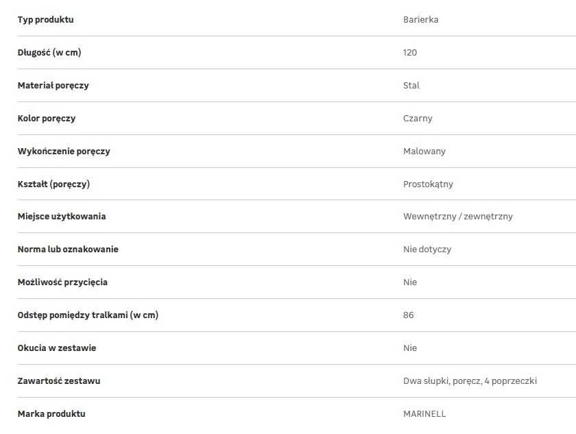 Barierka francuska Loft 90/120 cm Marinell