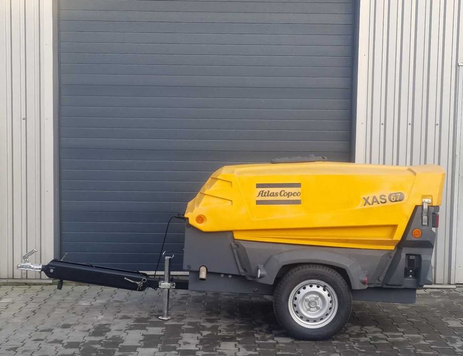 Kompresor Atlas Copco XAS67 na silniku kubota 2014 przyczepa lekka