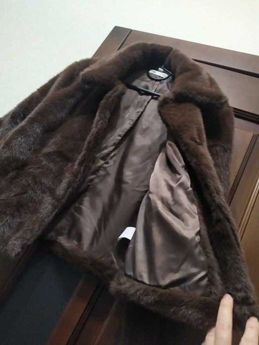 Шубка полушубок норка zara р. М шоколад