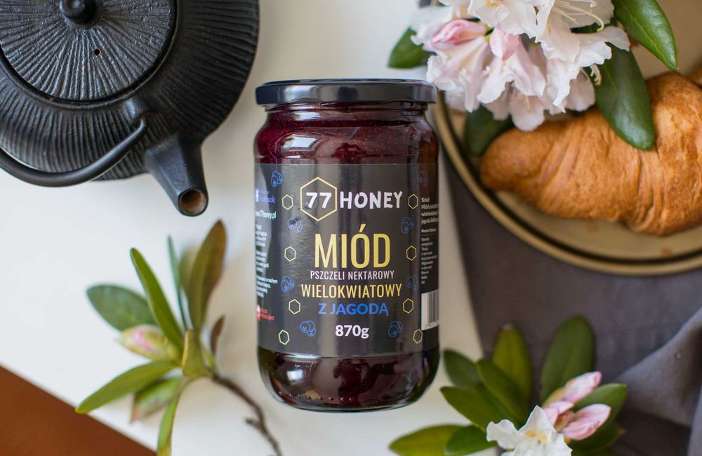 Miód Wielokwiatowy z Jagodami 870G PRAWDZIWY MIÓD