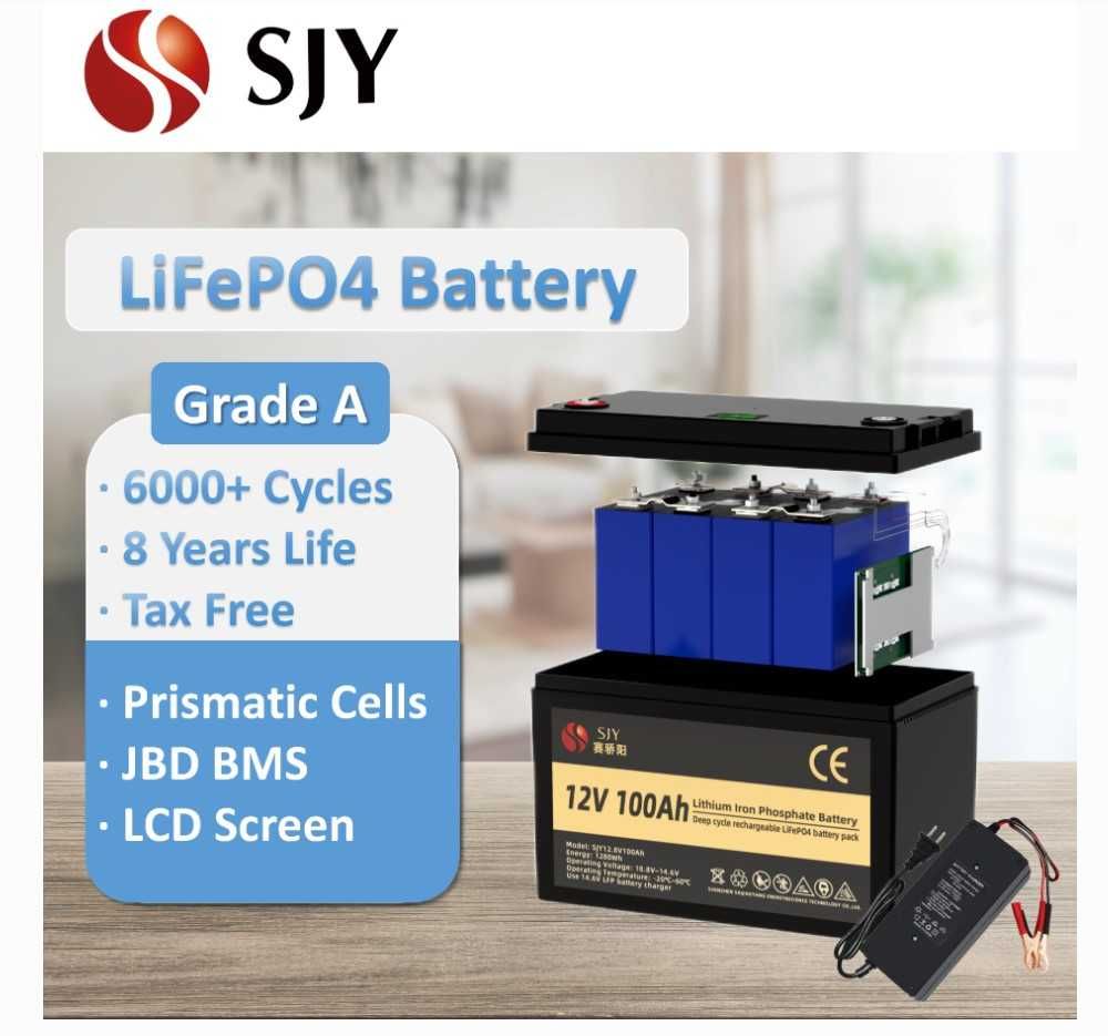 Зовнішня батарея для ДБЖ/інвертора Lifepo4 SJY 48V 100ah LCD