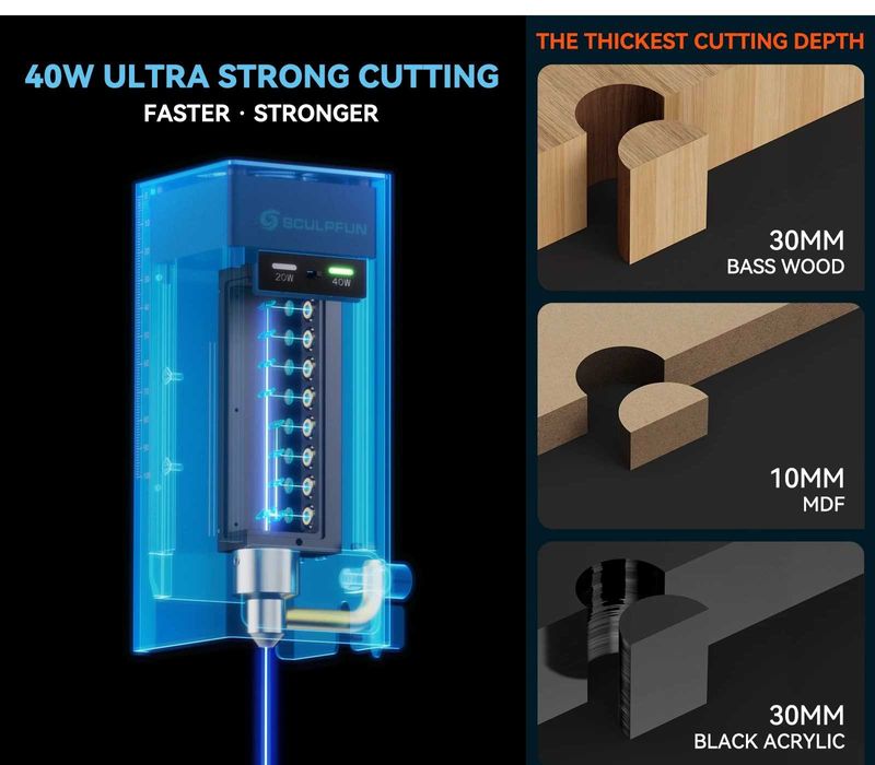 Лазерний гравер Лазерний верстат гравер sculpfun SF-A9 40 В