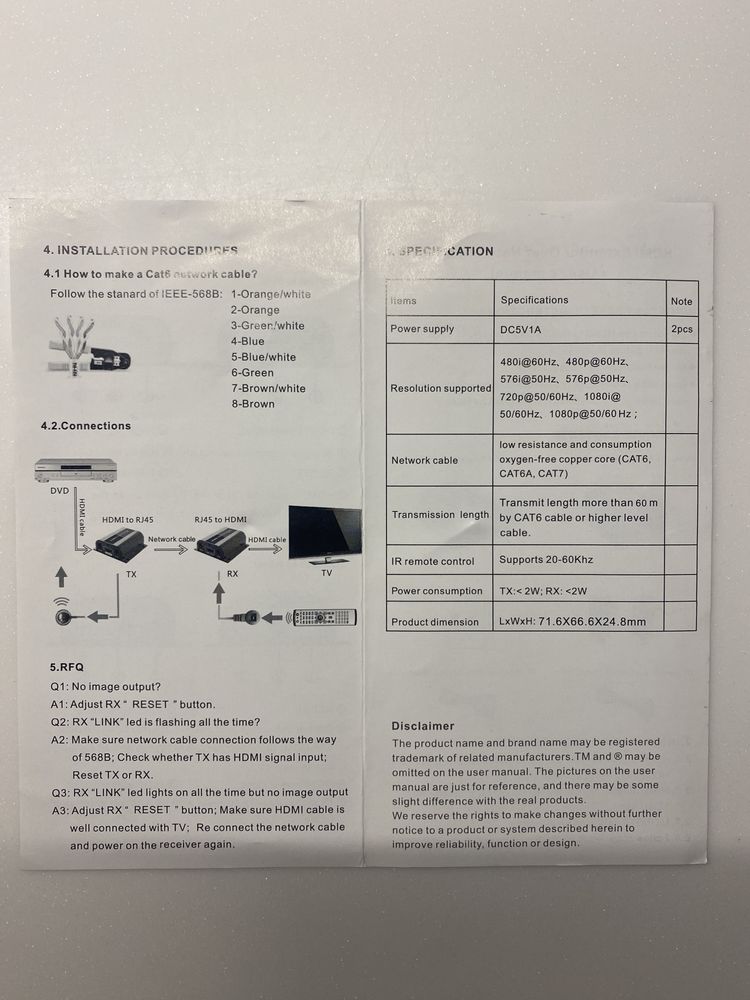 HDMI Extender Talvico LKV372A – do 60 m – stan perfekcyjny!