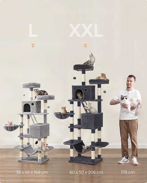 DUŻA FORTECA 206cm Dla Kotów Największe Legowisko z Zabawkami NOWE