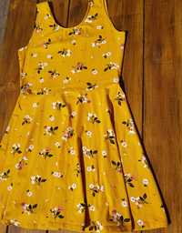 sukienka letnia żółta w kwiaty zwiewna xl 42
