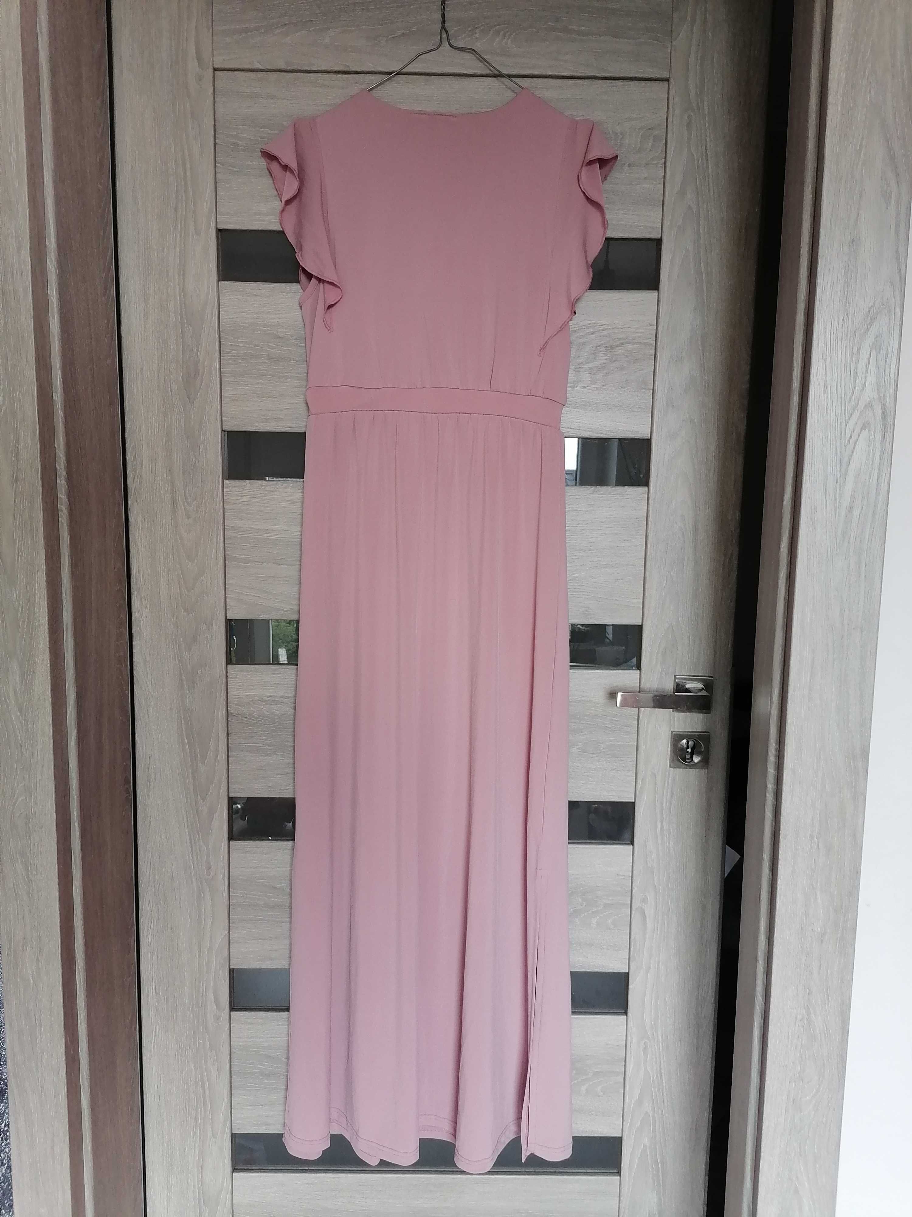 Nowa elegancka sukienka maksi z falbanką 36 38 komunia wesele