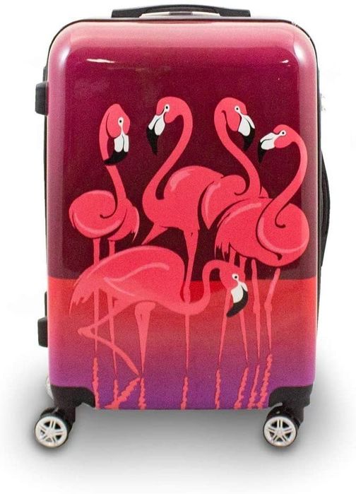 Zestaw  walizek 3D podróżnych M L XL walizki Flamingo