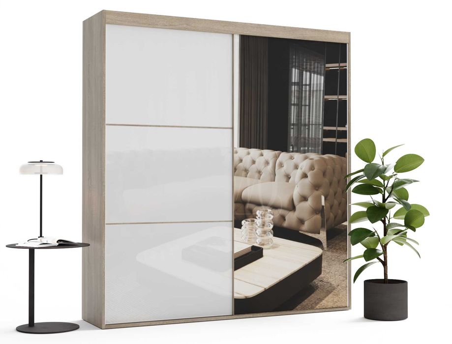 Szafa przesuwna dwudrzwiowa z lacobelem i lustrem ASTERION - 100x255