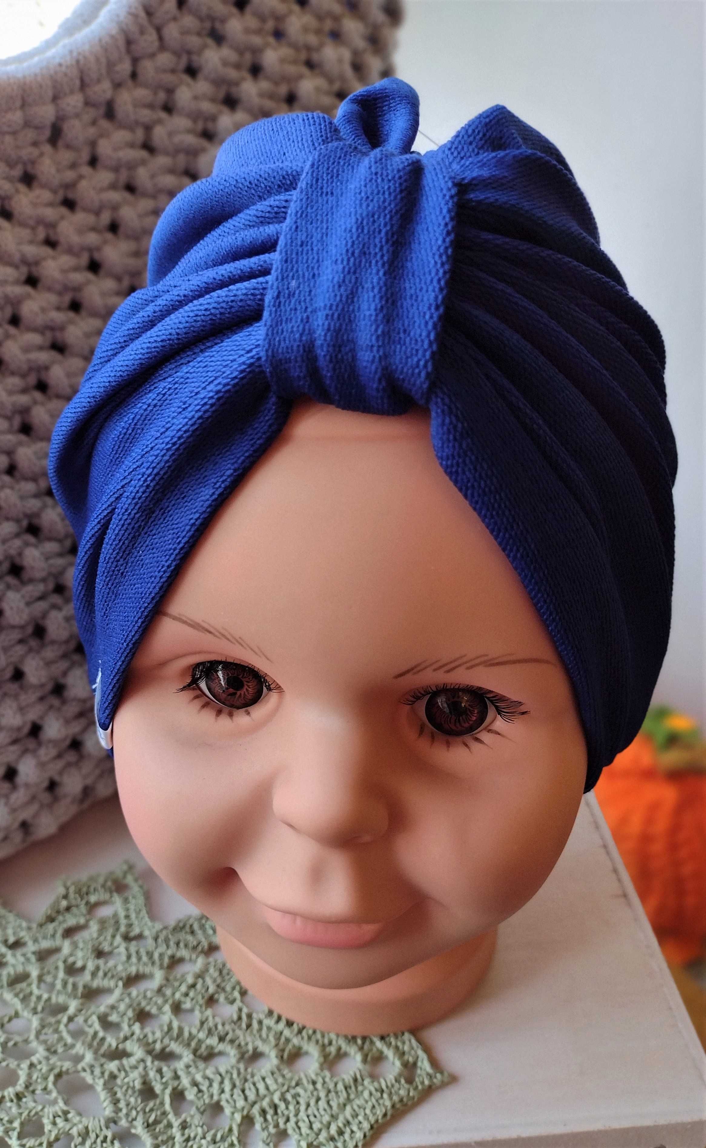 Czapka turban wiosna chabrowy niebieski rozmiar 48